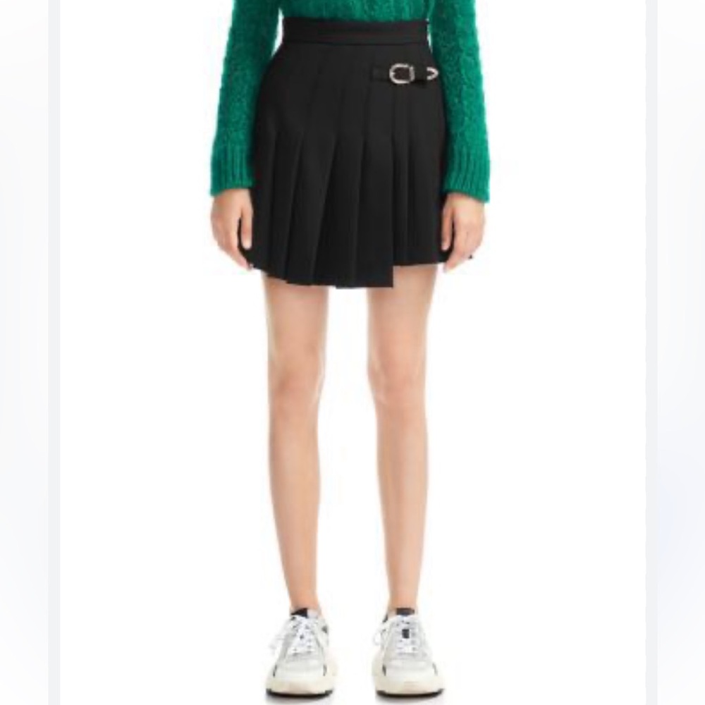 Maje Jino Asymmetric Pleated Skirt